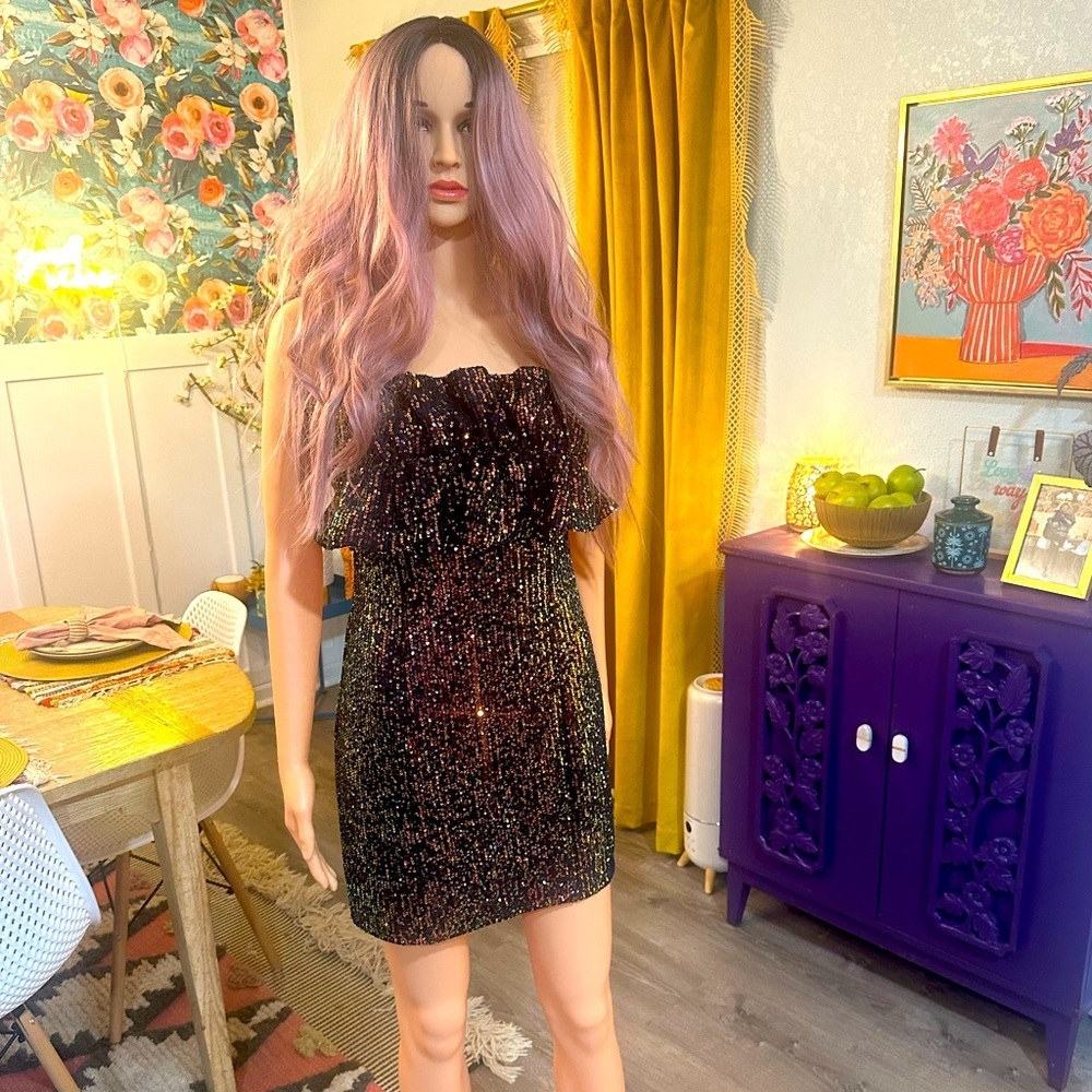 THIRTY/THIRTY LA Sequin Mini Dress Formal Sz M - Picture 2 of 16